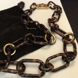 Michael Kors Turnlock Closure Tortoise Link Necklace Vintage